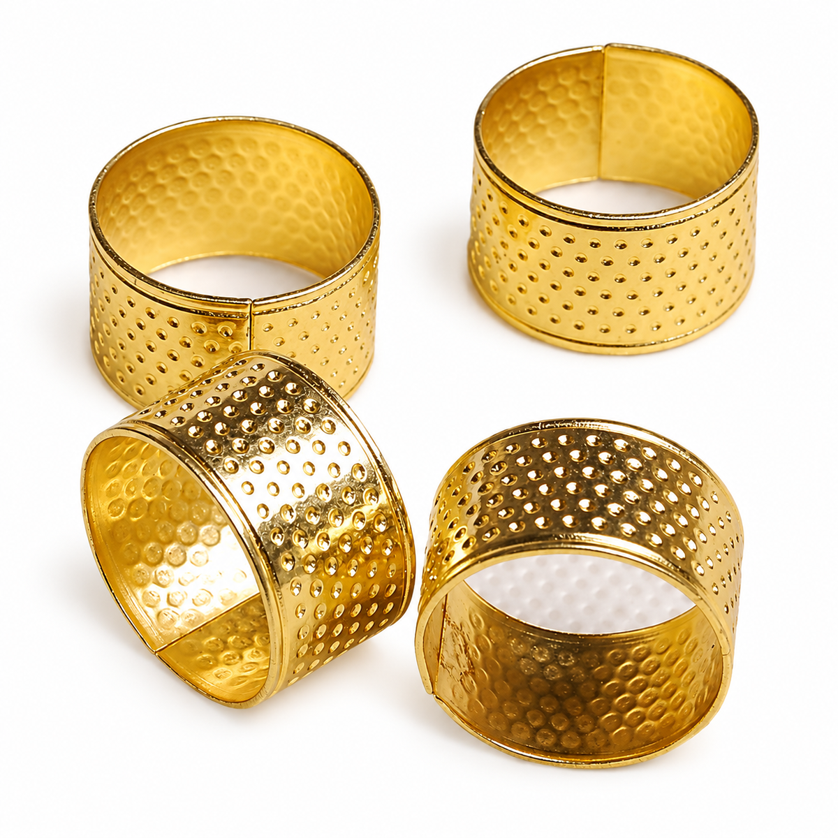 Adjustable Gold-Tone Thimble Bands, Set of 4 — complete product