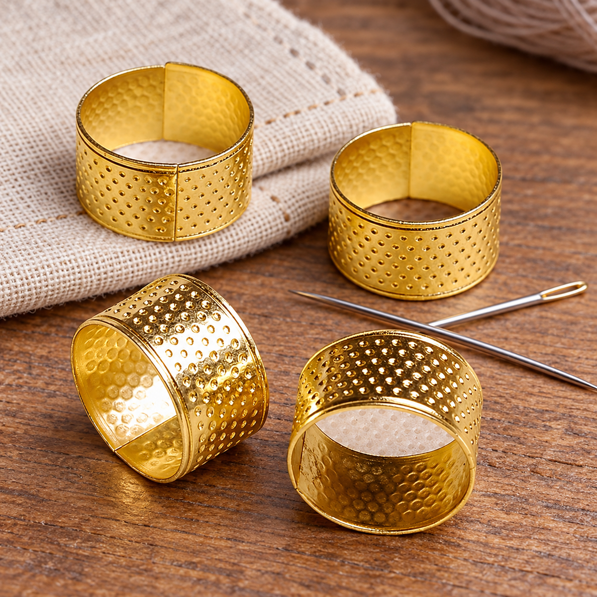 Adjustable Gold-Tone Thimble Bands, Set of 4 — use setting