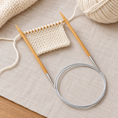 Bamboo Circular Knitting Needles, 4 mm, 80 cm — use setting