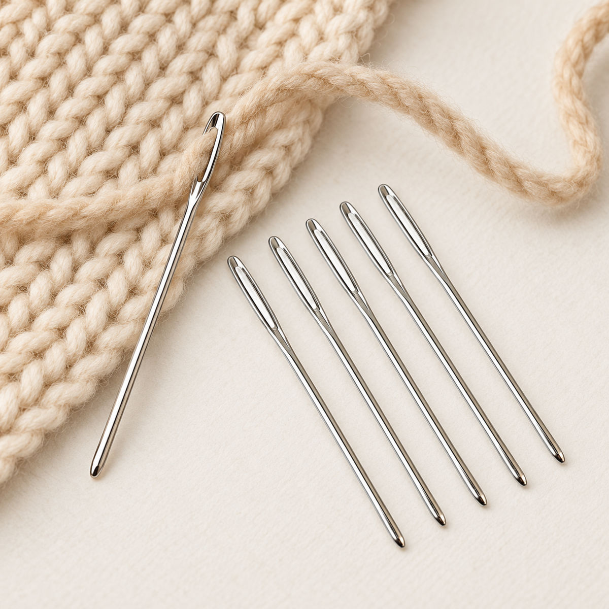 Large-Eye Blunt Yarn Needles, Set of 6 — use setting