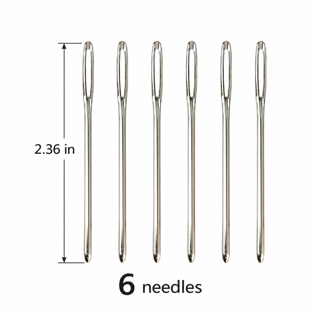 Large-Eye Blunt Yarn Needles, Set of 6 — size information