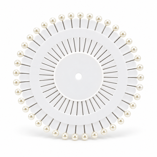 White Pearl-Head Sewing Pins in Wheel, 40 Pieces — complete product